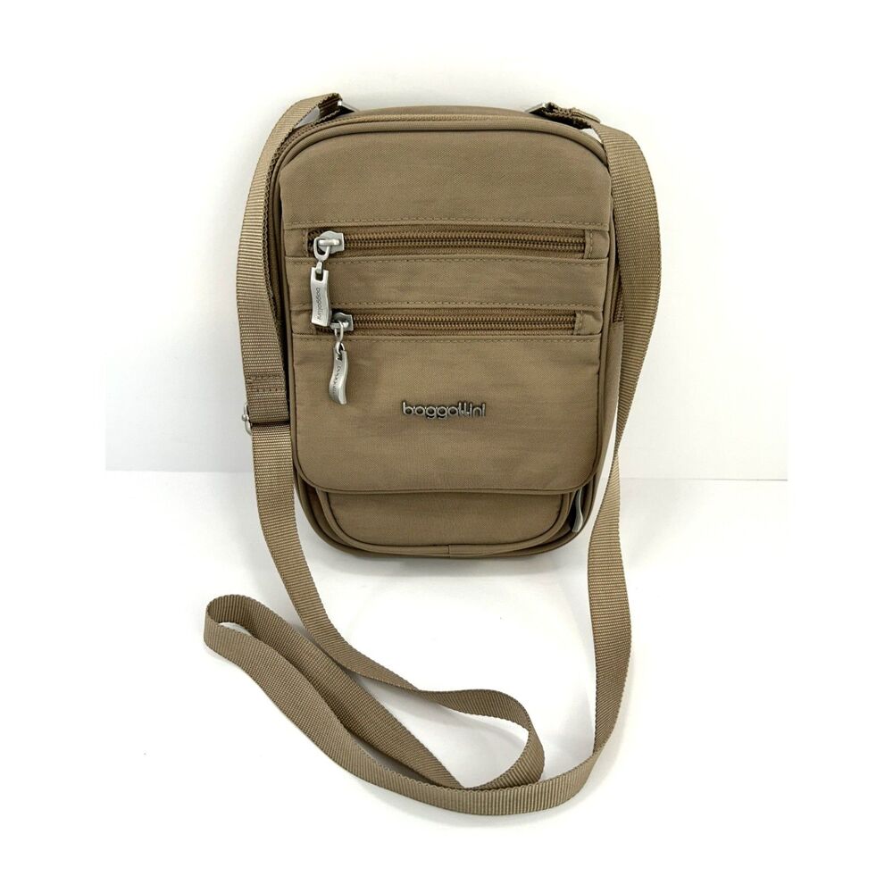 Baggallini Multi-Pocket Crossbody Travel Purse – Khaki/Taupe